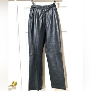 CASSIDY 90’s LEATHER PANTS Women's Black Leather size 2 front pockets vintage
